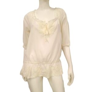 Ann Taylor Cream Peasant Top size Large
